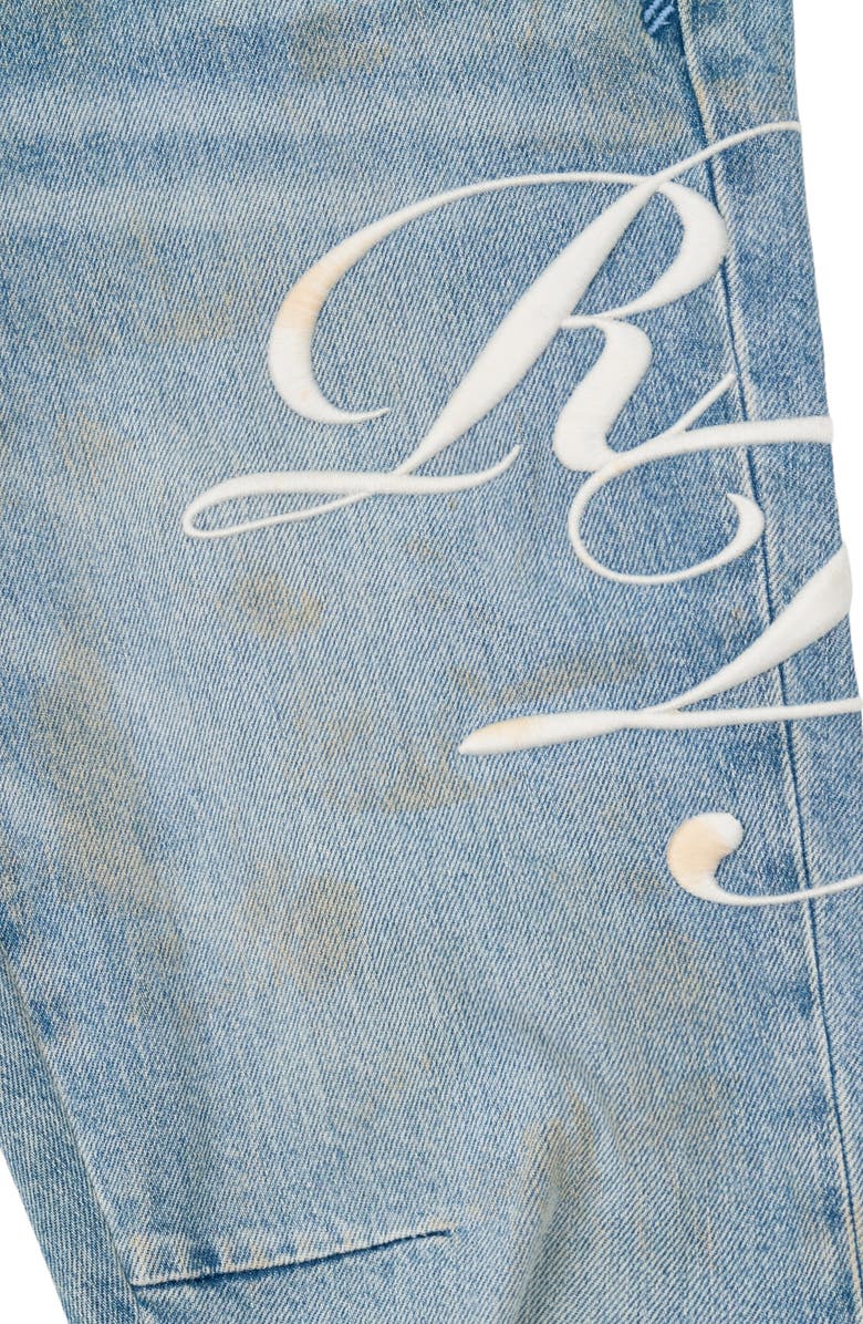 RtA Bryant Skinny Jeans, Alternate, color, Ciel Fade Cursive