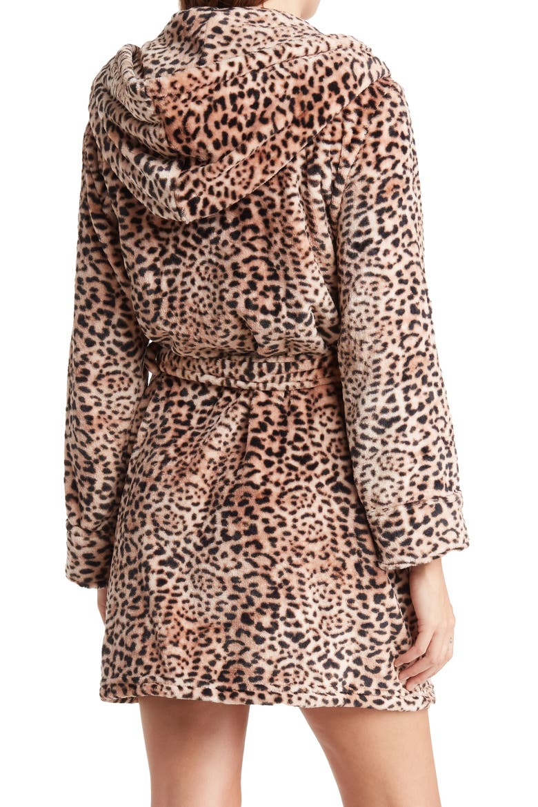 Plush Printed Hooded Robe, Alternate, color, SILKY LEOPARD
