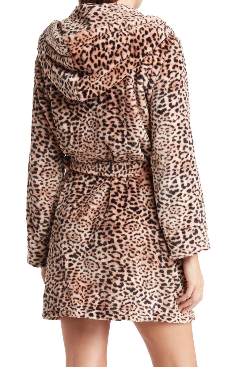 Betsey Johnson Plush Printed Hooded Robe, Alternate, color,