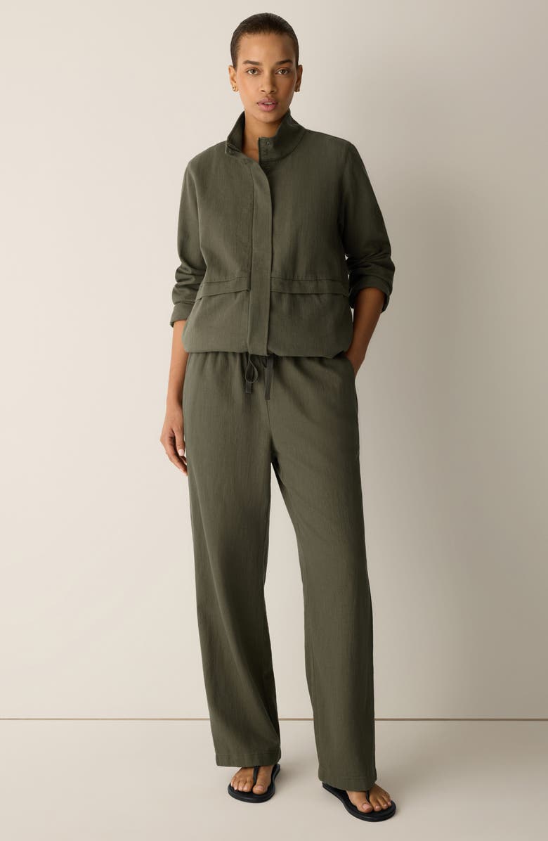 Eileen Fisher Organic Cotton & Organic Linen Straight Leg Pants, Alternate, color,