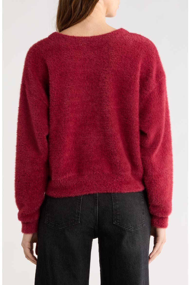 Fallon Fuzzy Crewneck Sweater, Alternate, color, CHERRY ON TOP RED