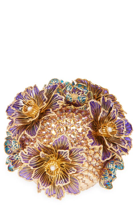 Glass Flowers Crystal Embellished Sphere Clutch