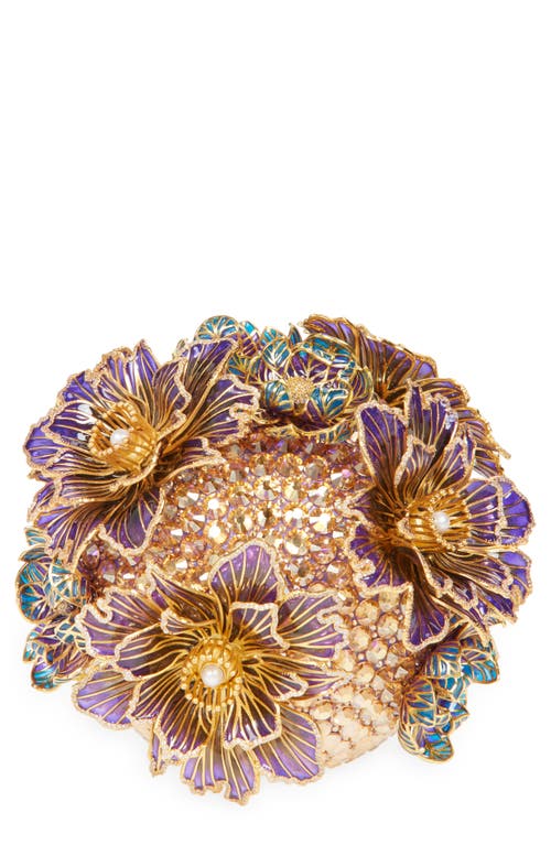 Judith Leiber Couture Glass Flowers Crystal Embellished Sphere Clutch In Champagne Prosecco Multi