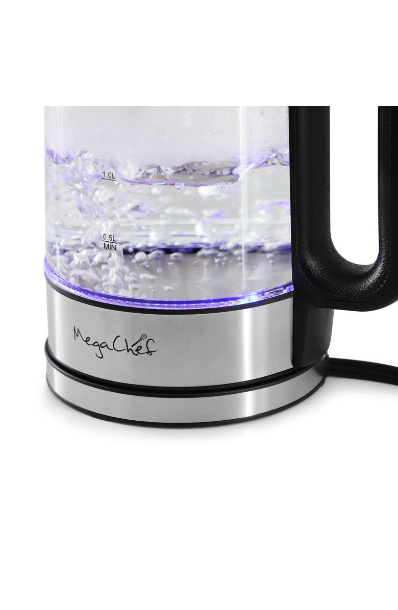 Megachef 1.8 Quart Glass and Stainless Steel Electric Tea Kettle, Alternate, color, Grey