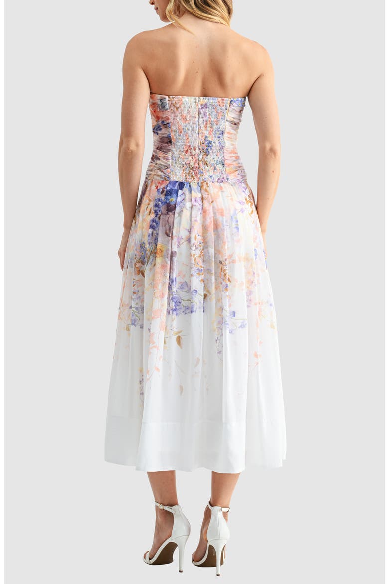 Strapless Fit & Flare Maxi Dress, Alternate, color, WHITE BLUE FLORAL
