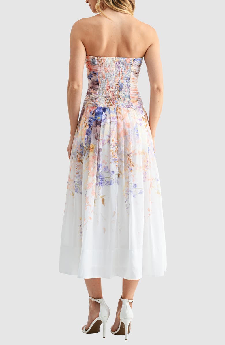 Mila Mae Strapless Fit & Flare Maxi Dress, Alternate, color, White Blue Floral