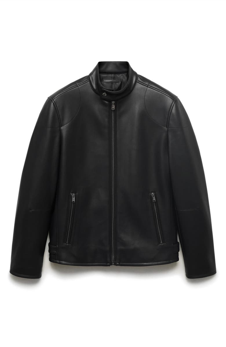 MANGO Faux Leather Jacket, Alternate, color, Black