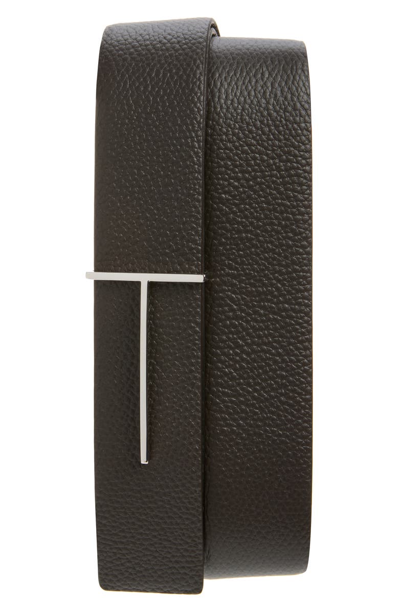 TOM FORD Reversible Slim T Soft Grain Leather Belt, Main, color, Enb Brown/ Black