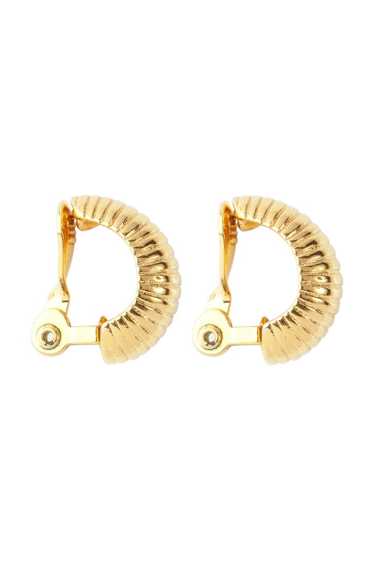 Susan Caplan 1980s Monet Gold Demi-Hoop Clip-On Earrings, Alternate, color,