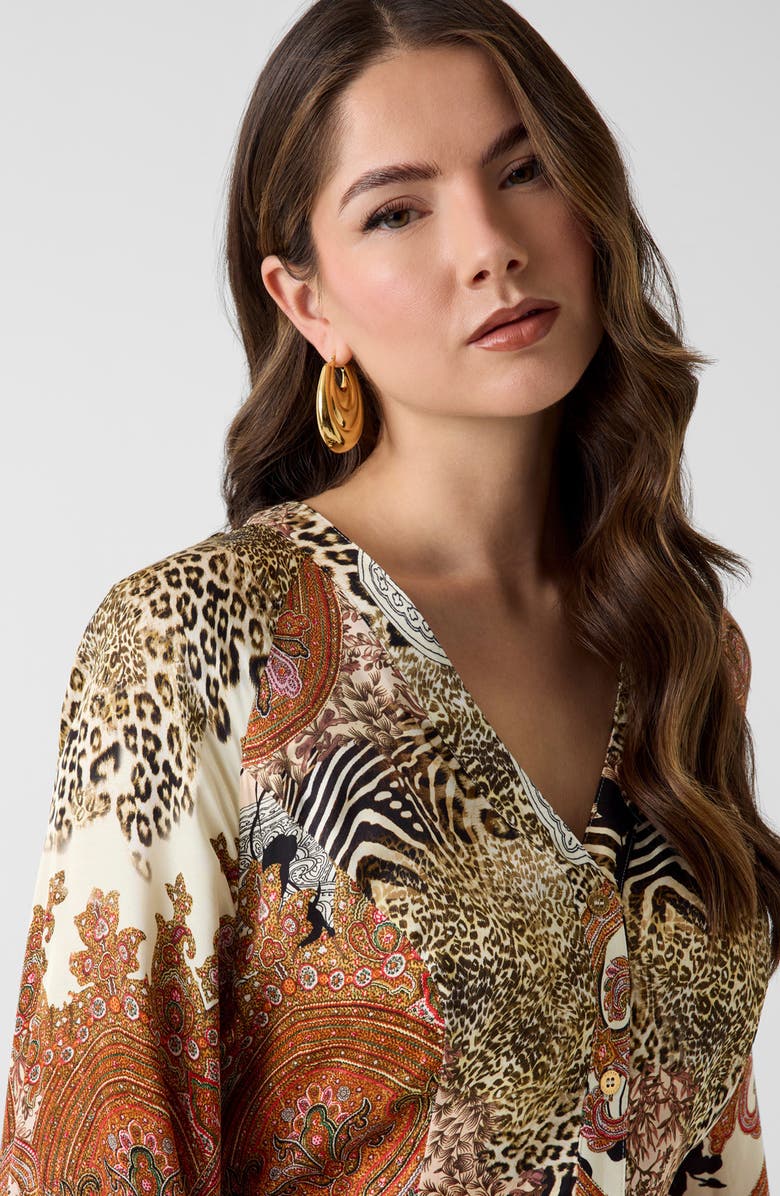 Marciano Gwenda Long Sleeve Mixed Print Dress, Alternate, color, Brown Multi