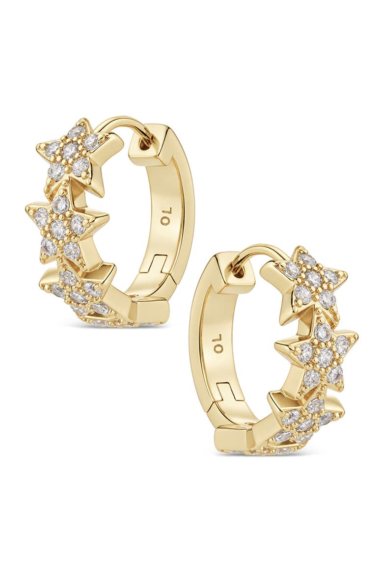 Celestial Charm Cubic Zirconia Huggie Hoop Earrings, Main, color, GOLD