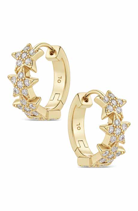 Celestial Charm Cubic Zirconia Huggie Hoop Earrings