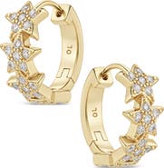 Sterling Forever Celestial Charm Cubic Zirconia Huggie Hoop Earrings