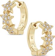 Sterling Forever Celestial Charm Cubic Zirconia Huggie Hoop Earrings