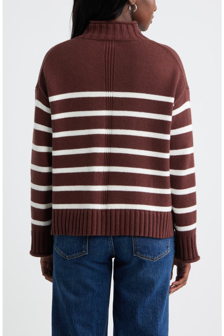 Roll Neck Striped Sweater, Alternate, color, BROWN- IVORY JOANNIE STRIPE