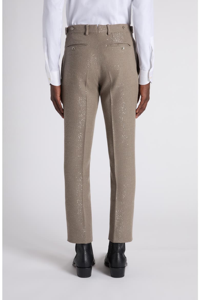 Sequin Light Bouclé Flat Front Pants, Alternate, color, JBQ DESERT TAUPE