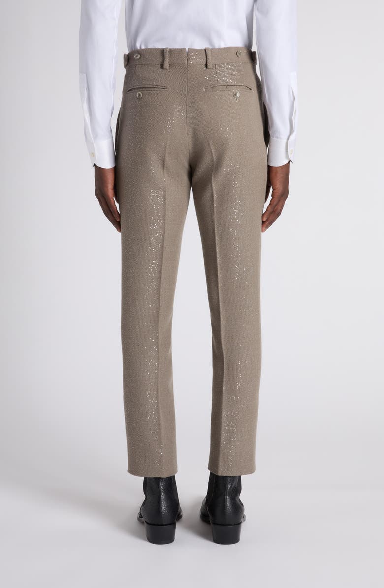TOM FORD Sequin Light Bouclé Flat Front Pants, Alternate, color, Jbq Desert Taupe