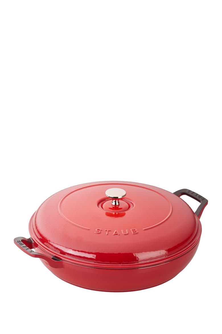 3.5-Quart Enameled Cast Iron Braiser, Main, color, CHERRY