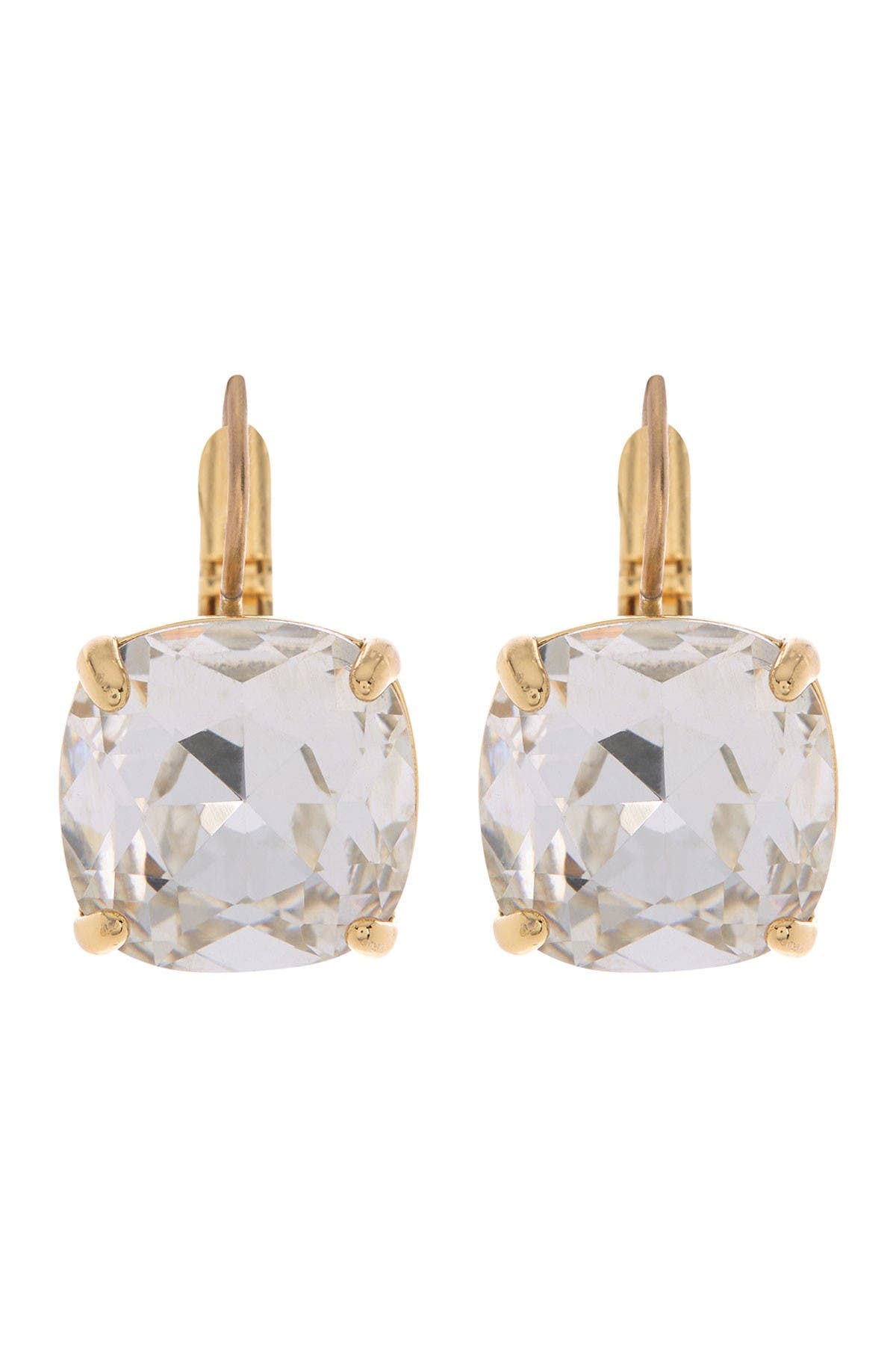Kate Spade New York gold-tone square cut crystal huggie hoops