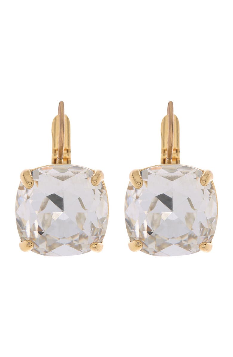 Kate Spade New York gold-tone square cut crystal huggie hoops, Main, color, Clear