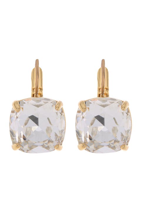 gold-tone square cut crystal huggie hoops