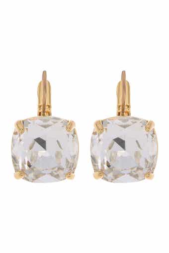 Kate Spade New York gold-tone square cut crystal huggie hoops