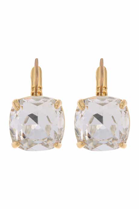 Kate Spade New York gold-tone square cut crystal huggie hoops