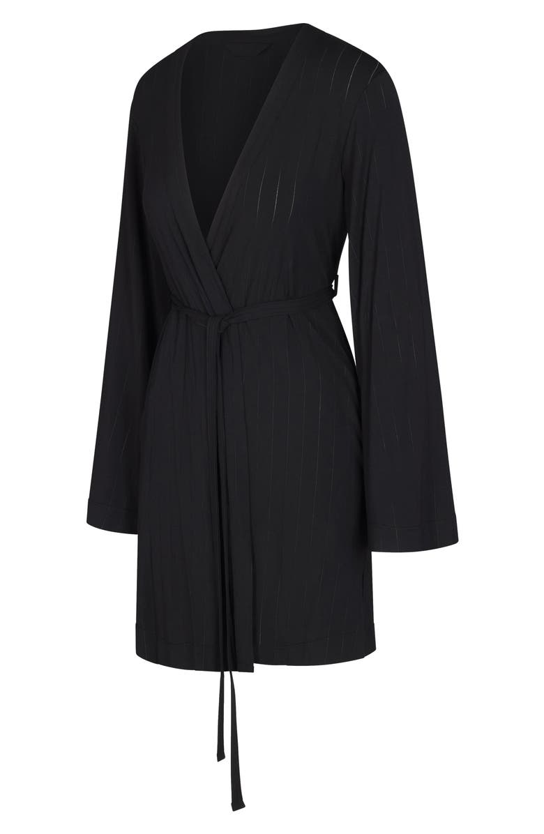SAVAGE X FENTY Sleek Stitch Robe, Alternate, color, Black Caviar