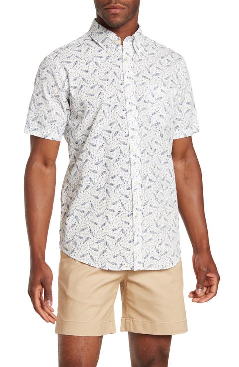 Regent Fit Paisley Short Sleeve Button Front Dress Shirt