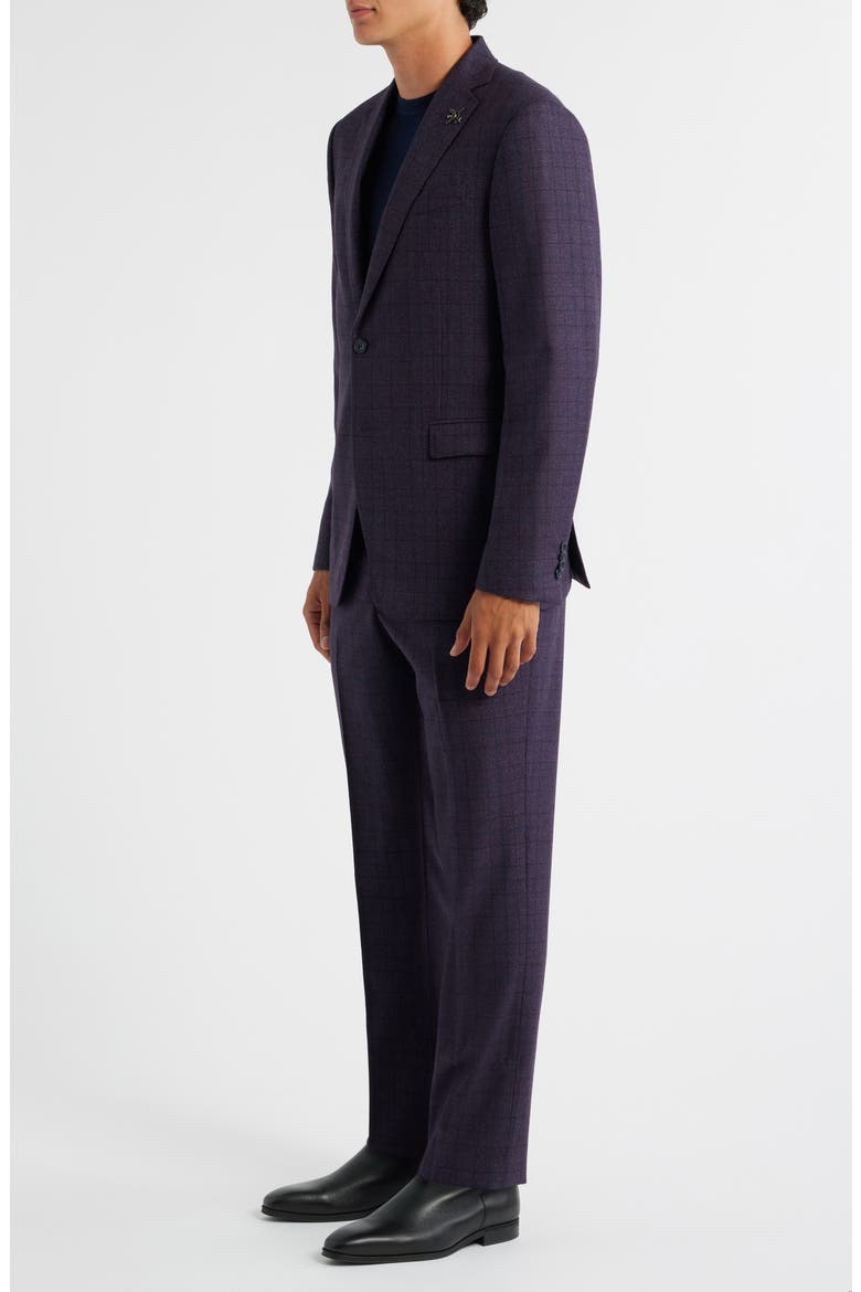 Bleeker Purple Glen Check Stretch Wool Suit, Alternate, color, PURPLE