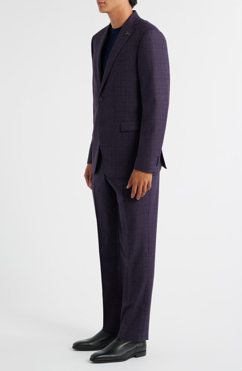 John Varvatos Star USA Bleeker Purple Glen Check Stretch Wool Suit, Alternate, color, Purple