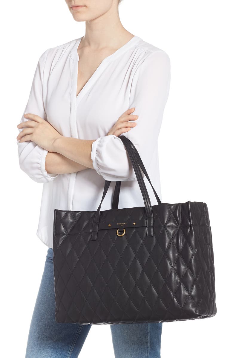 Givenchy Quilted East/West Faux Leather Shopper, Alternate, color,