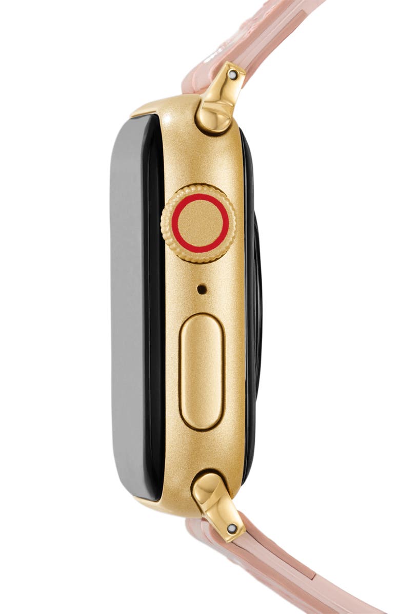 MICHELE Croc Embossed Leather 20mm Apple Watch<sup>®</sup> Watchband, Alternate, color, Pink