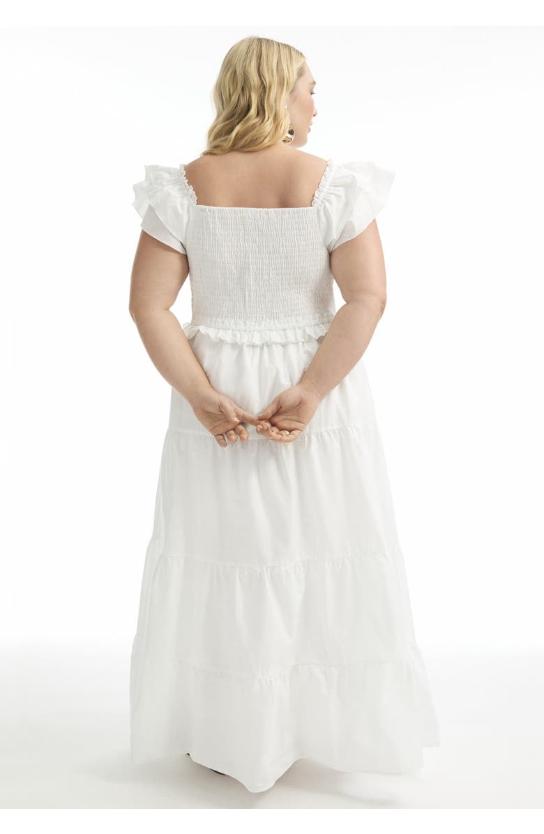 June + Vie Smocked Tiered Maxi Dress, Alternate, color, Bright White