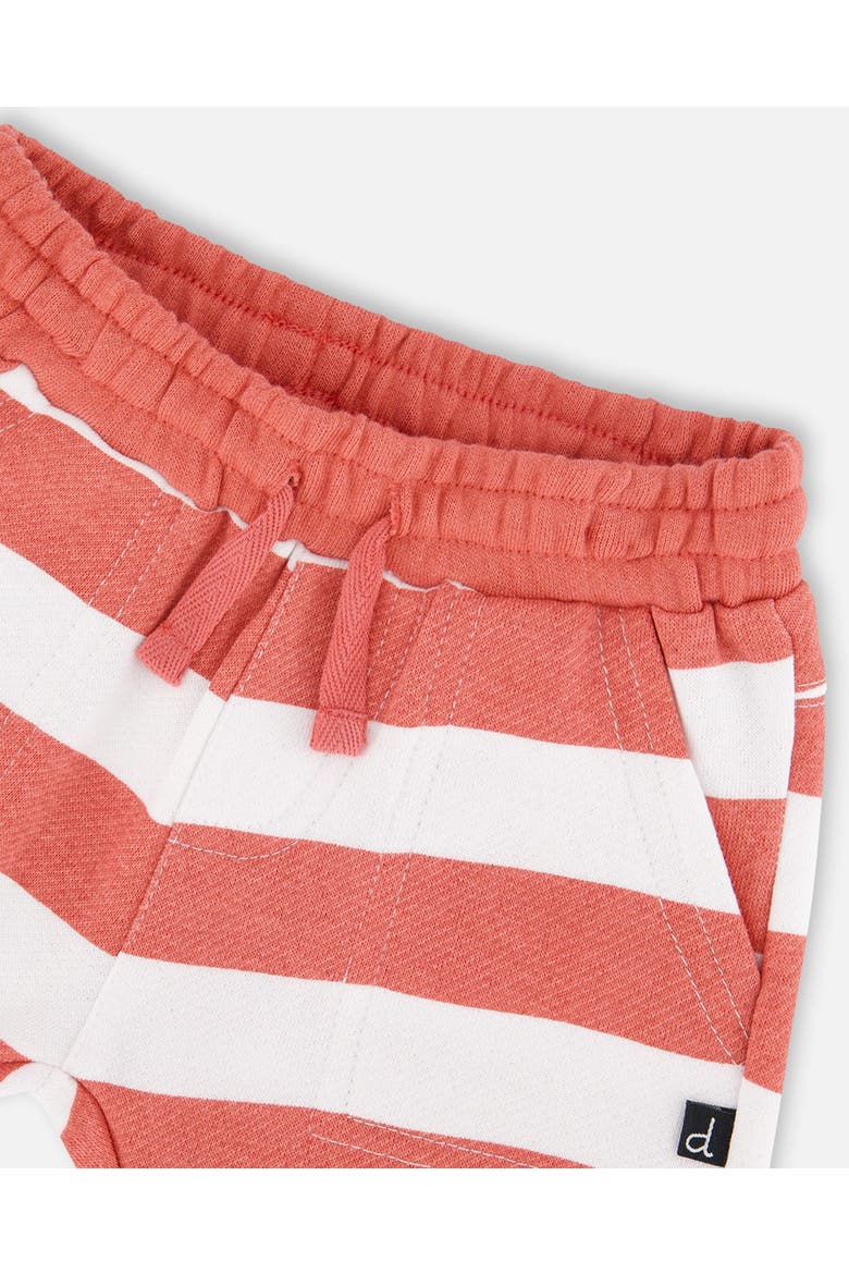 Organic Cotton T-Shirt and Stripes Short Set, Alternate, color, Blue and Brick Stripes