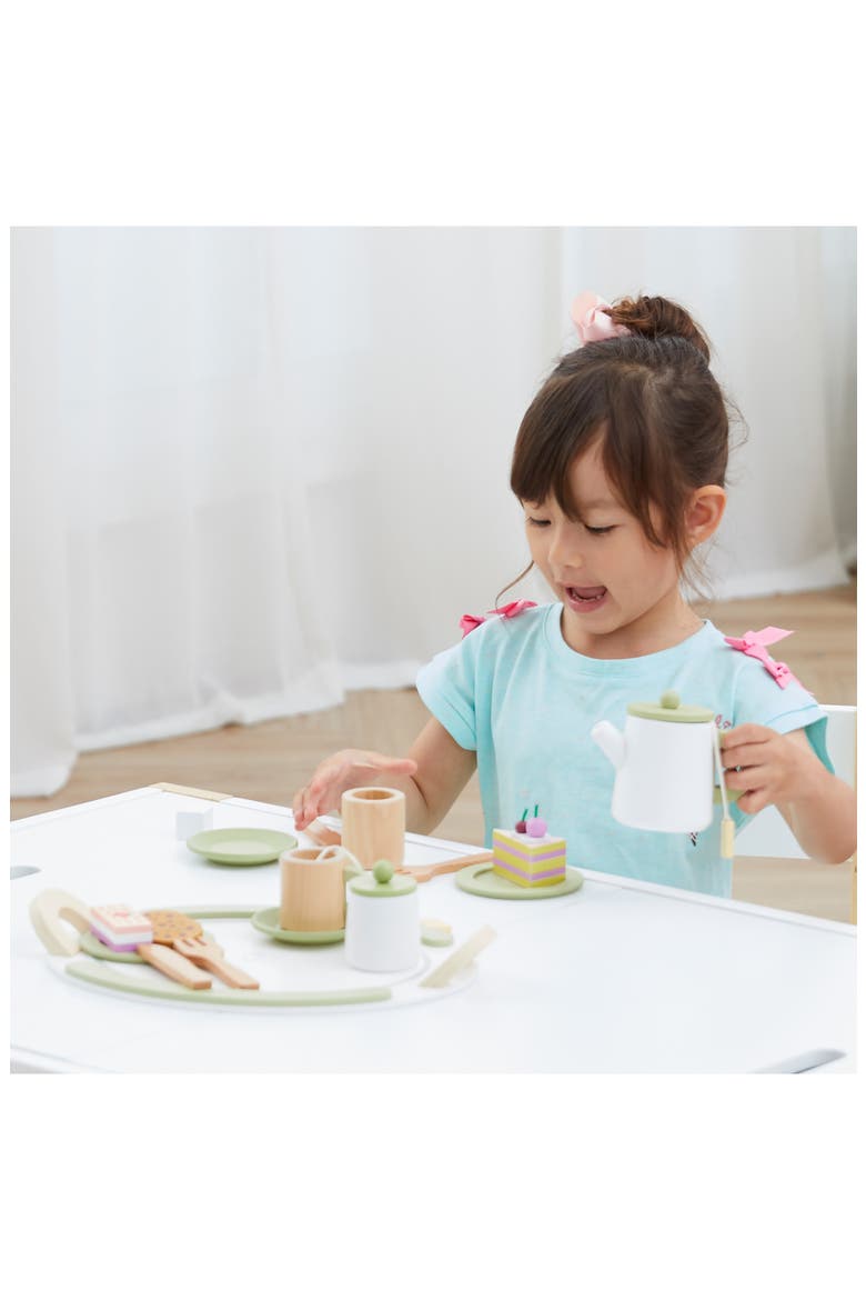 Little Chef Frankfurt 20-Piece Wood Tea Party Playset, Alternate, color, GREEN