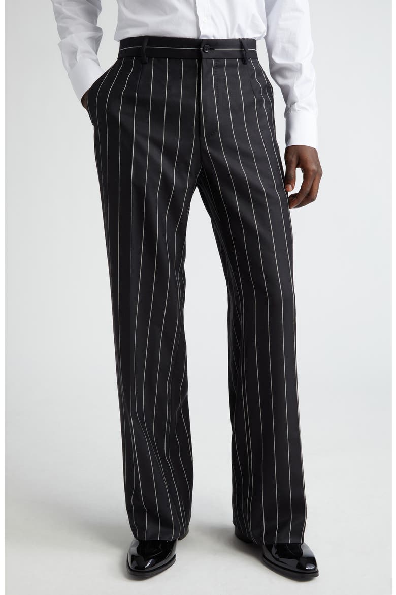Pinstripe Wool Trousers, Main, color, RIGATO