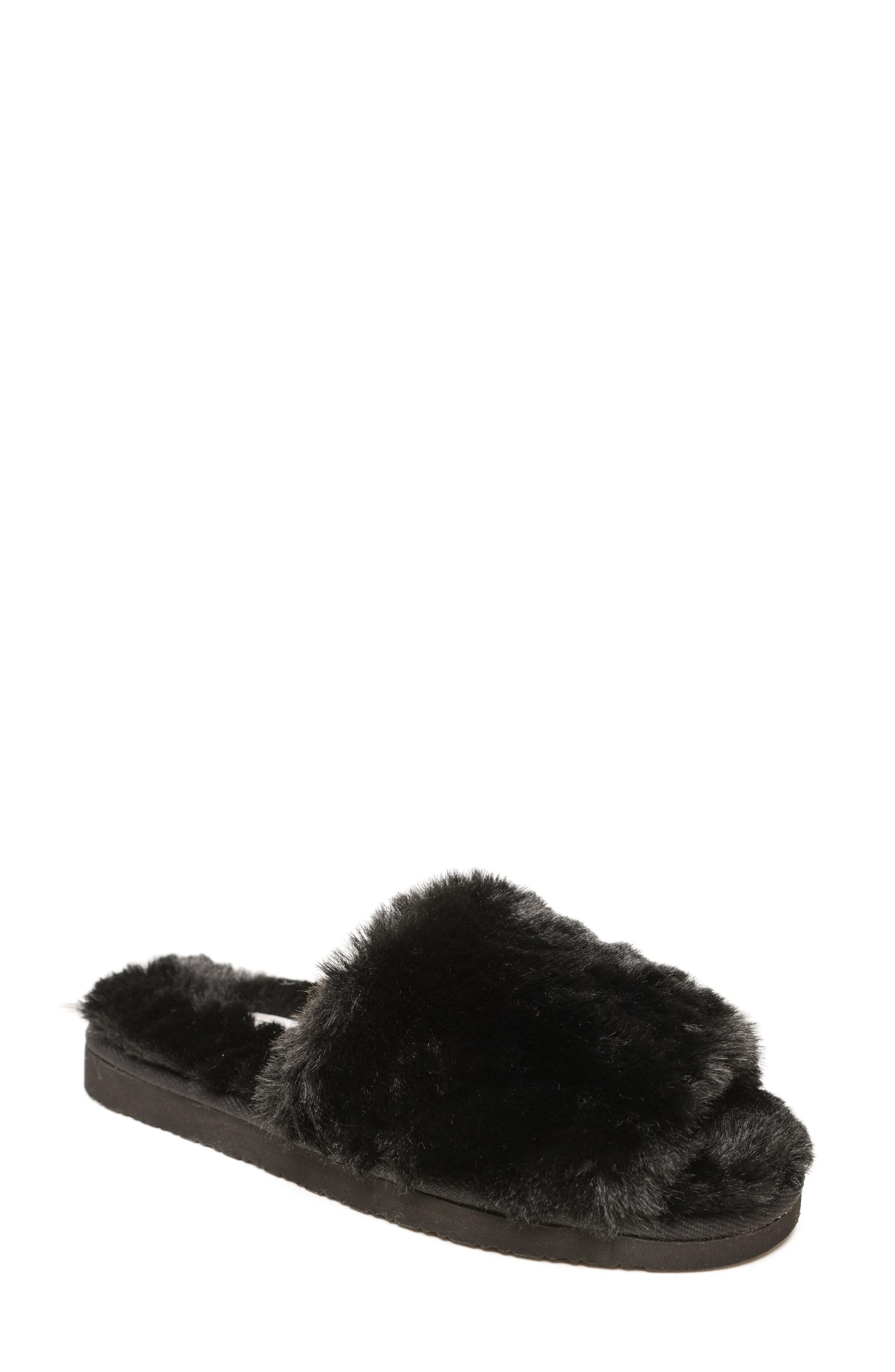 Minnetonka Eileen Faux Fur Slide Slipper, Main, color, 