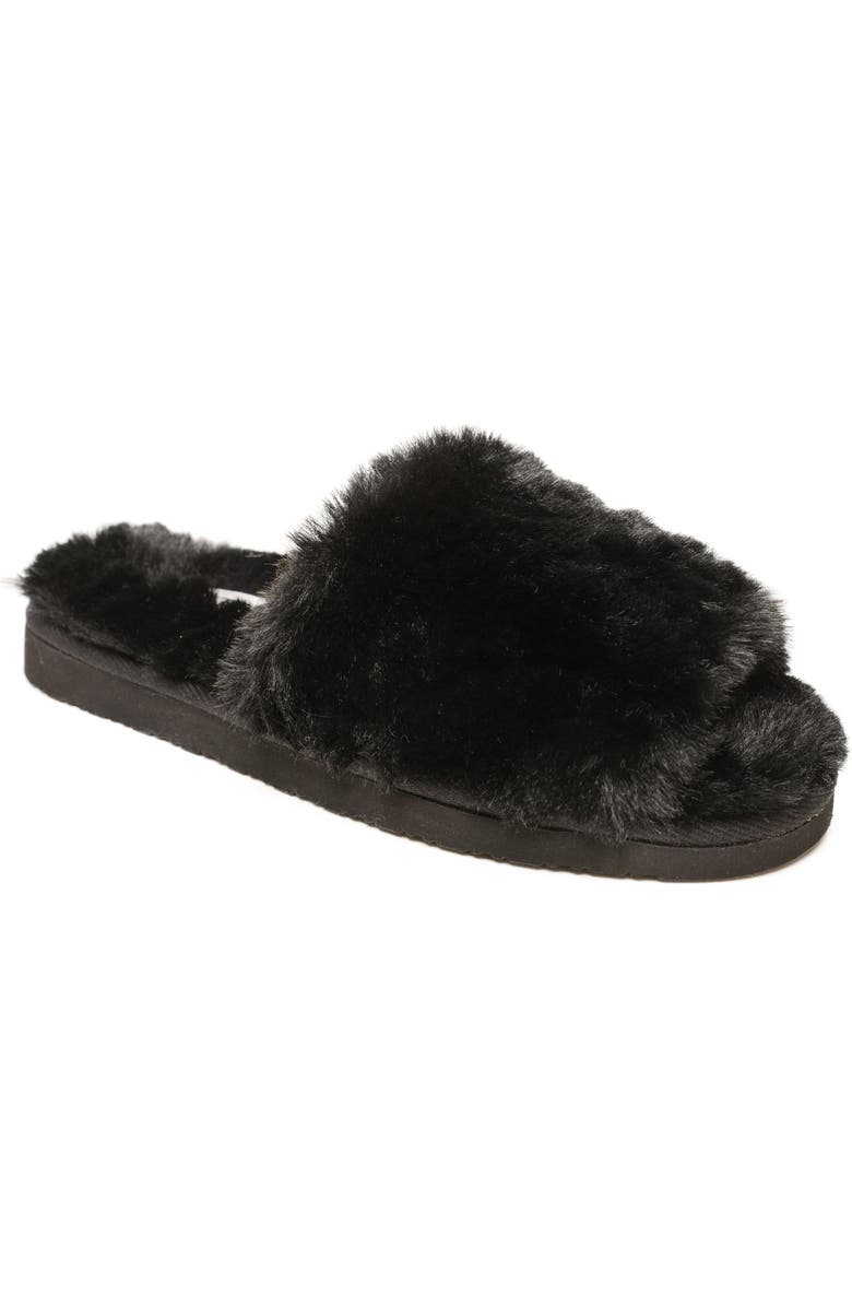 Minnetonka Eileen Faux Fur Slide Slipper, Main, color,