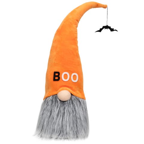 Standing Gnome Wearing "Boo" Hat Halloween Figure - 19.75"