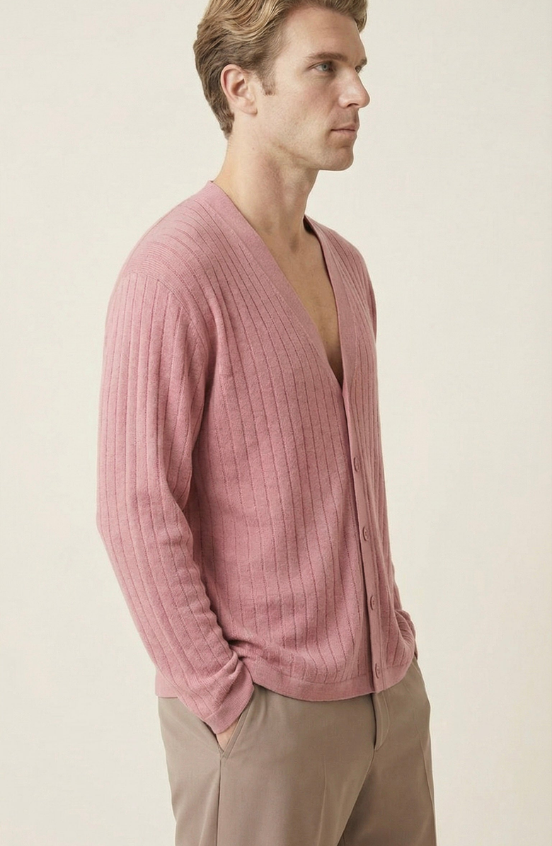 Modenaire Ribbed Knit Cardigan, Alternate, color, Dusty Rose