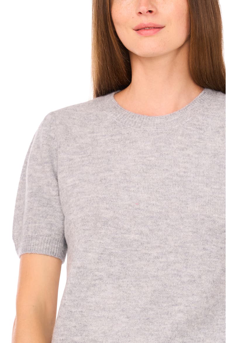 Crewneck Short Sleeve Sweater, Alternate, color, LIGHT HEATHER GREY