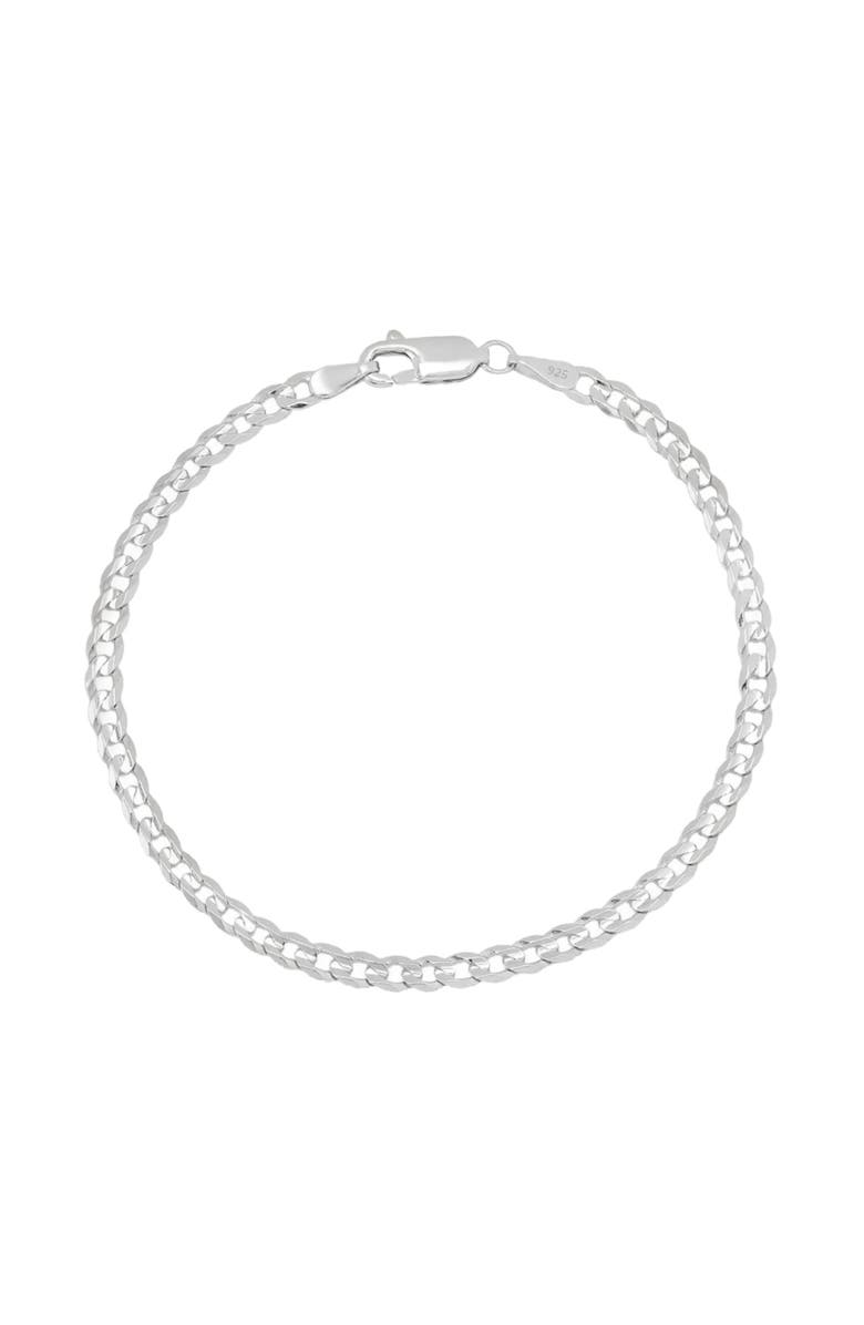 Donatello Gian Sterling Silver 3mm Curb Bracelet, Main, color, Silver