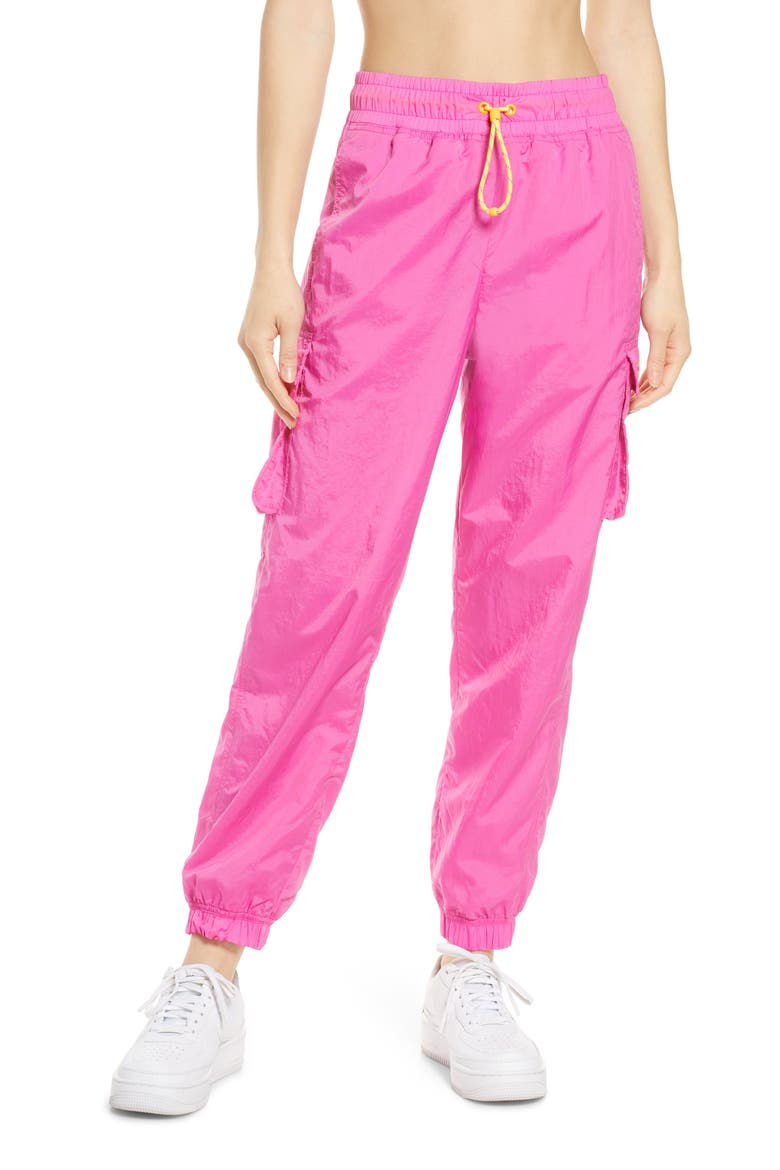 Sportswear Icon Clash Woven Sweatpants, Main, color, FIREPK/LSRORG