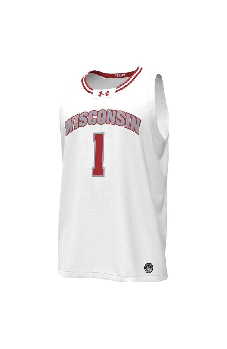 Under Armour Men's Under Armour #1 White Wisconsin Badgers Replica Basketball Jersey, Alternate, color, White