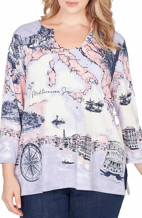 RUBY RD Printed Cotton Jersey Top