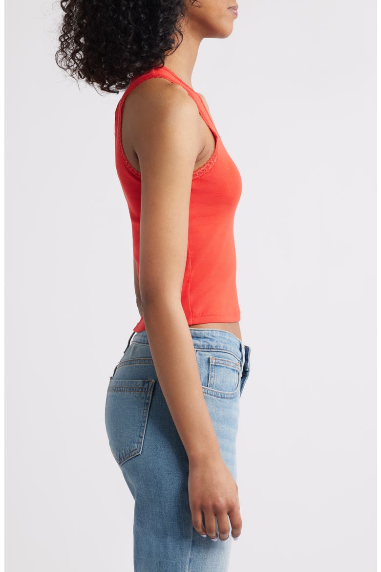 Studio Lace Accent Cotton Graphic Tank, Alternate, color, CHERRY RED