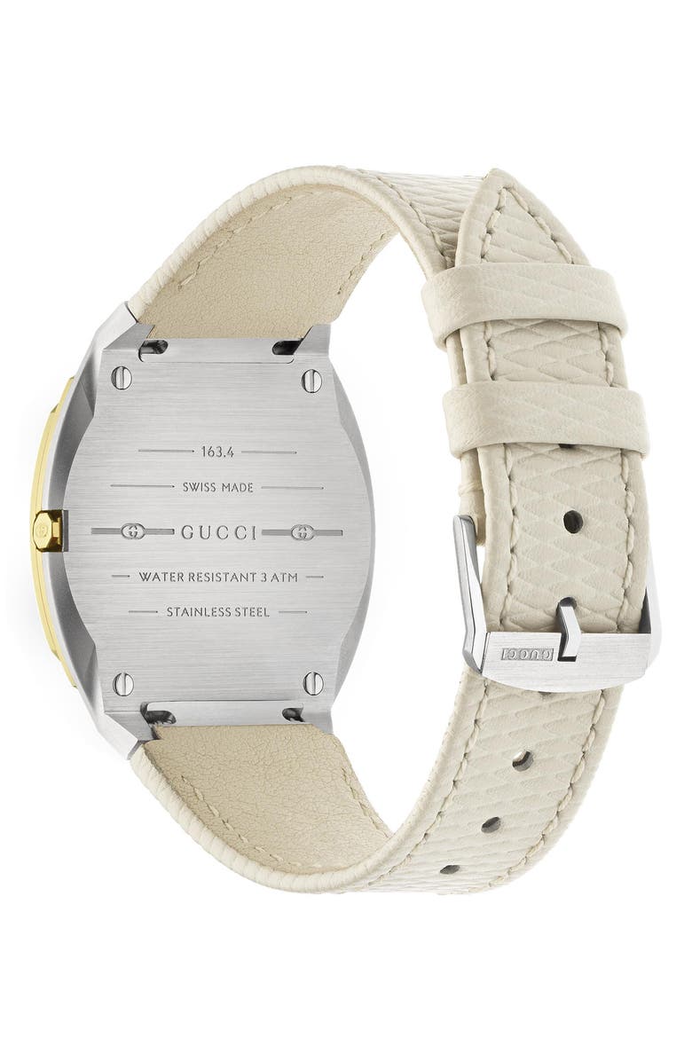 Gucci 25H Leather Strap Watch Watch, 34mm, Alternate, color, Gold