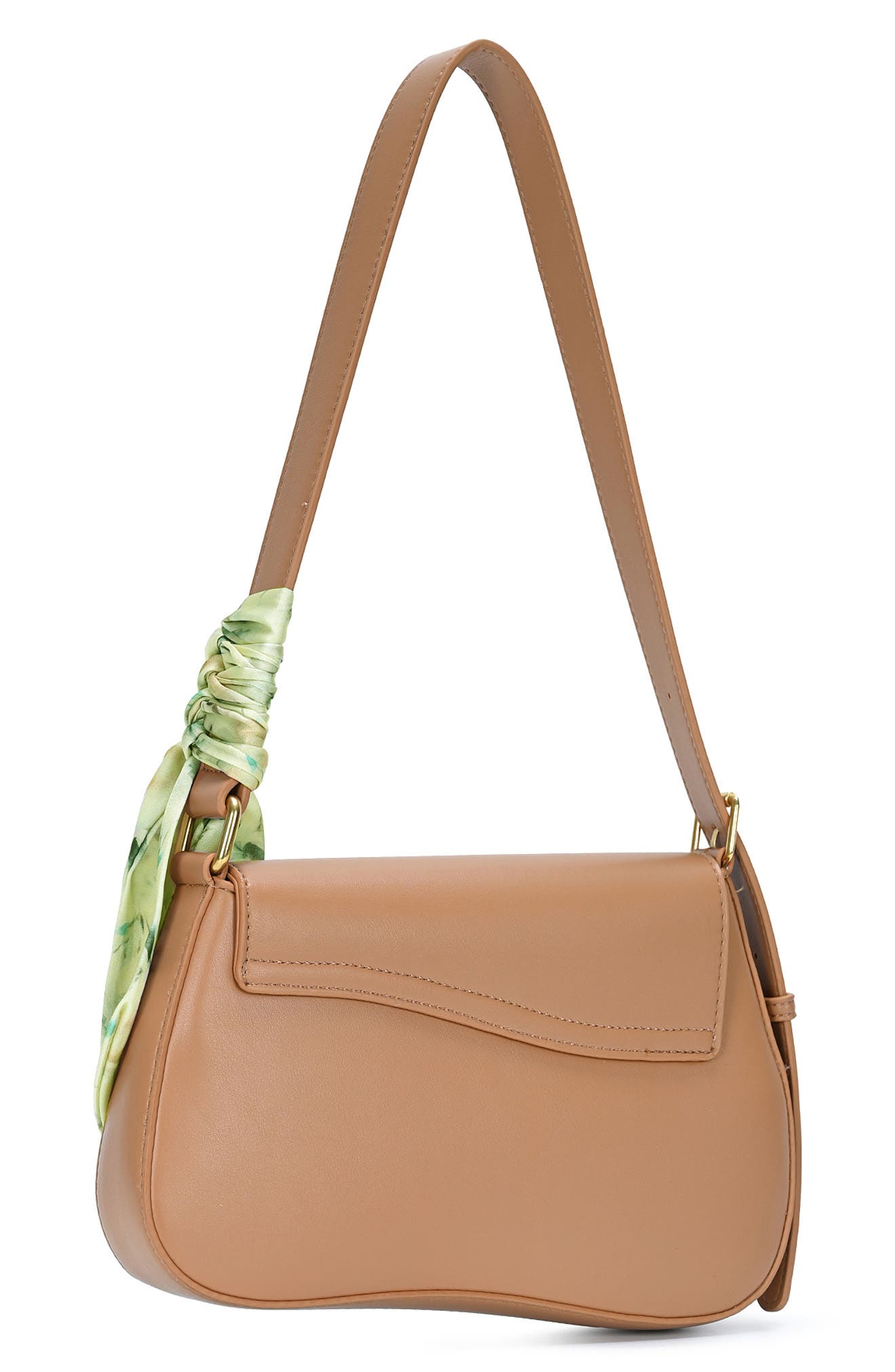 Asymmetrical Flap Faux Leather Shoulder Bag, Alternate, color, CAMEL