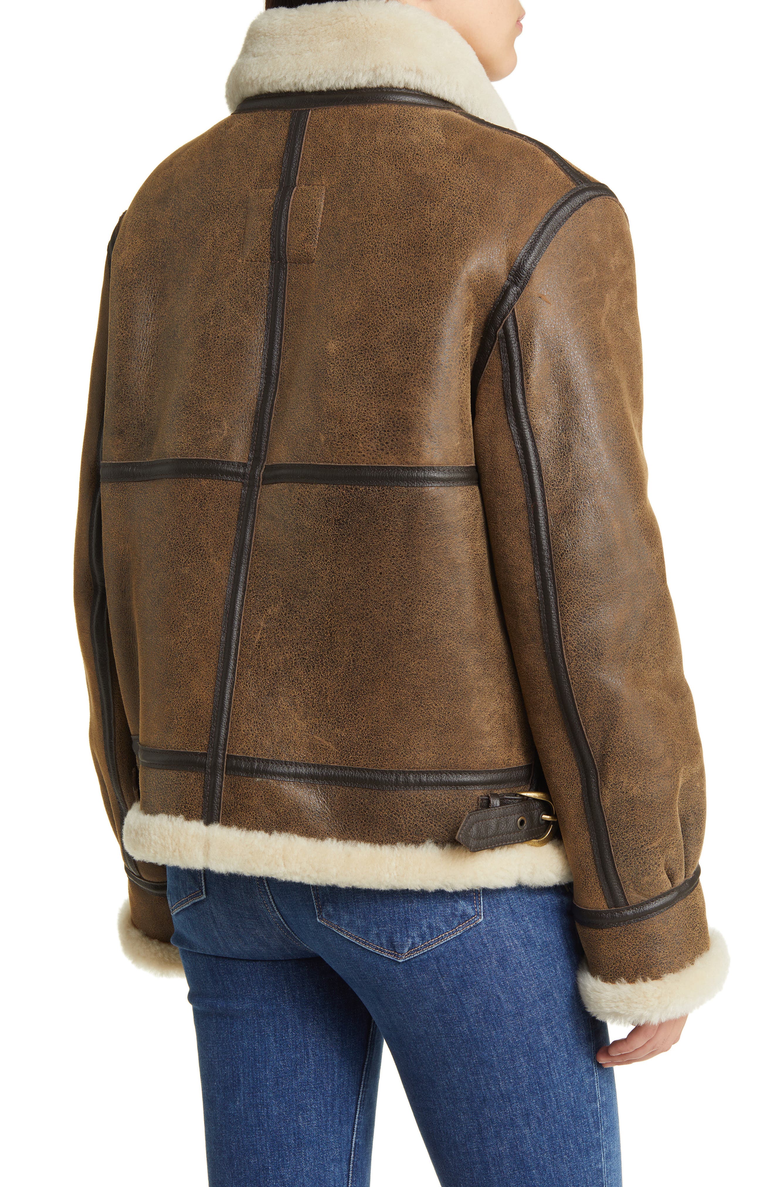 Genuine Shearling & Leather Bomber Jacket - image 2